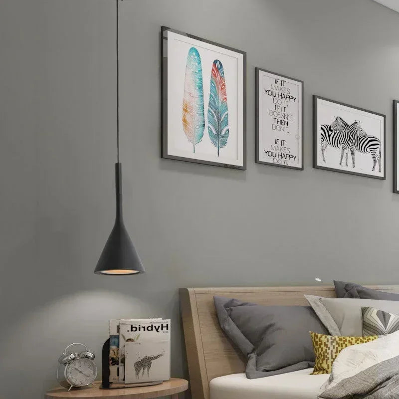 Nordic Minimalist Cone Pendant Light – Modern Slender Indoor Hanging Lamp
