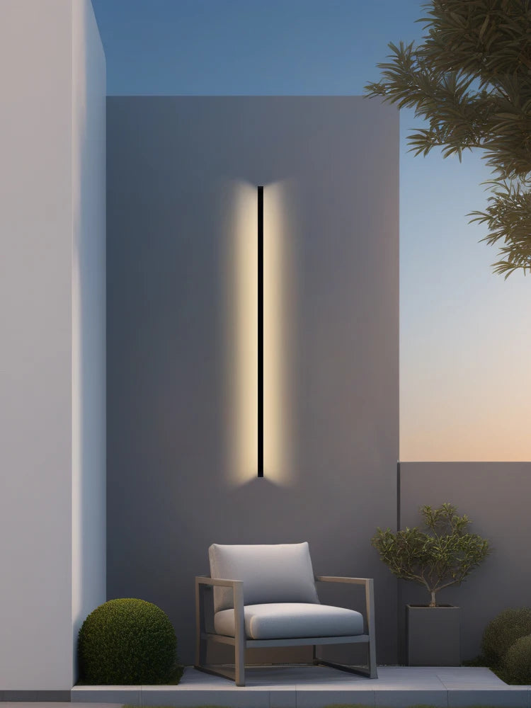 Linear Outdoor Wall Lamp – Modern Minimalist Architectural Exterior LED Sconce