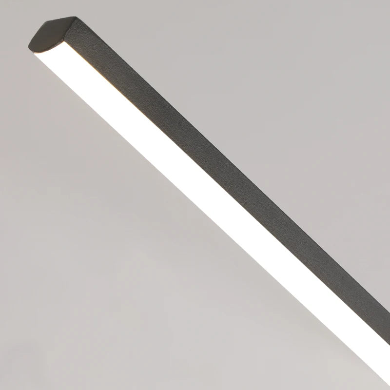 Linear LED light fixture on a grey background