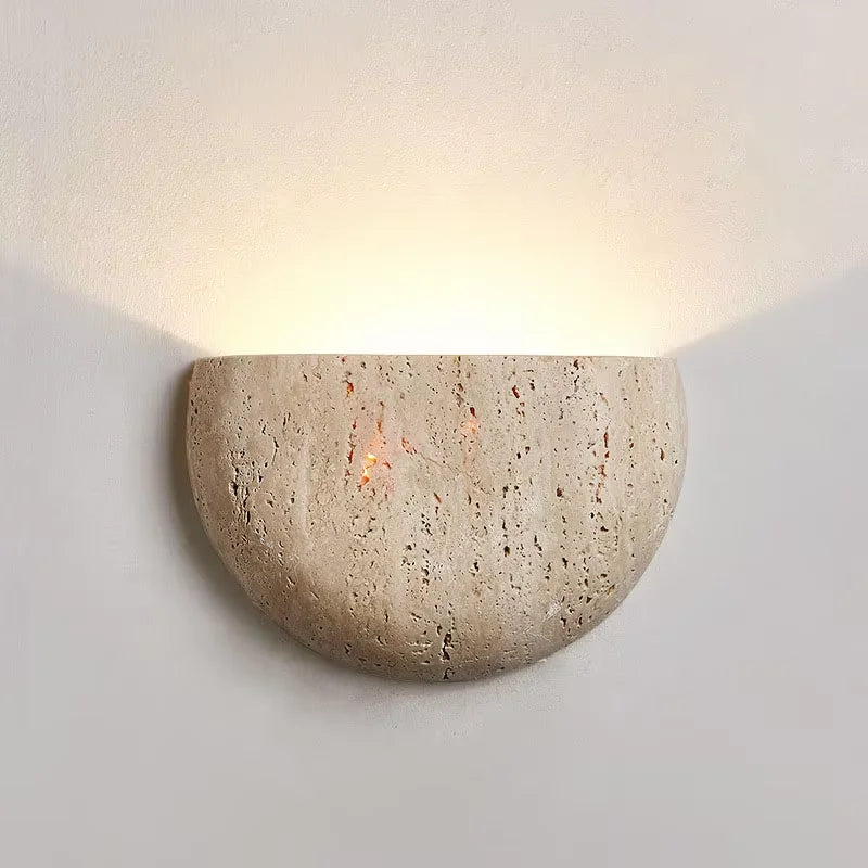 Petra Travertine Arch Wall Sconce – Modern Sculptural Natural Stone Indoor Lamp