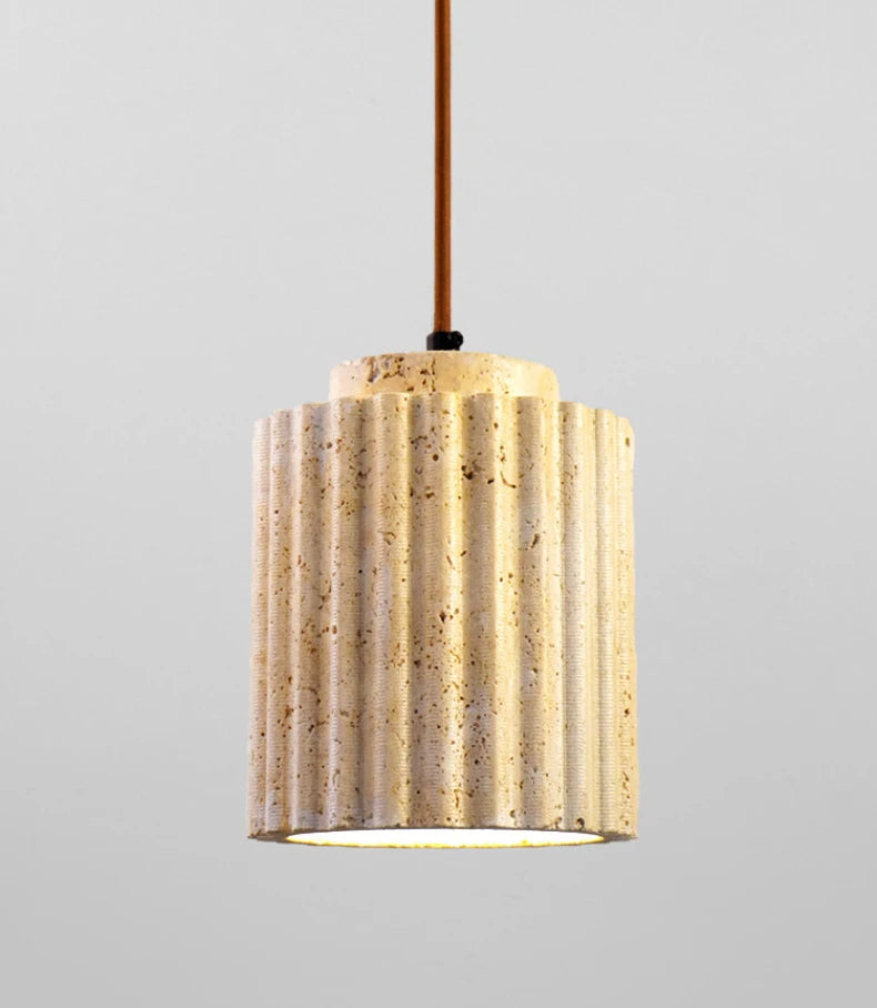 Petra Natural Stone Art Deco Pendant Light – Hand-Carved Organic Pendant Light