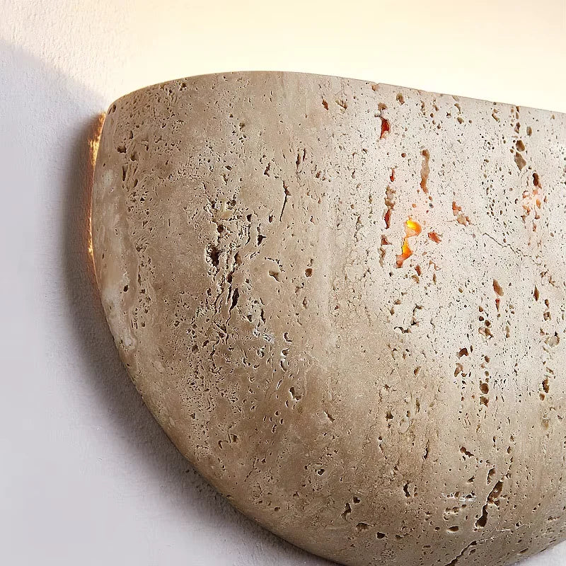 Petra Travertine Arch Wall Sconce – Modern Sculptural Natural Stone Indoor Lamp