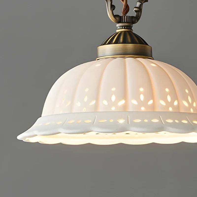 Luna Pleated Ceramic Pendant Light – Modern Art Deco Indoor Textured Hanging Lamp