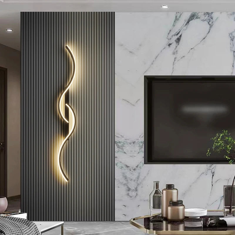 Serpentine Modern Wall Sconce – Minimalist Fluid Wave Accent Light
