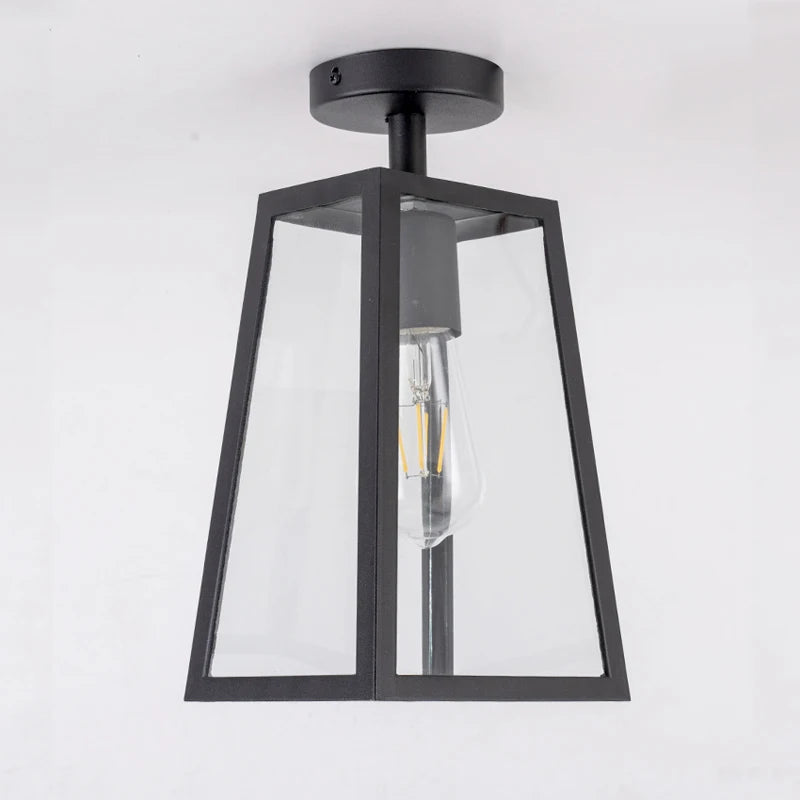 Retro Waterproof Ceiling Light – Black Aluminium