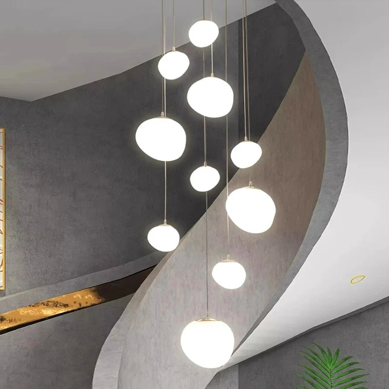 Pendant Light Chandelier - High Ceiling Stairwell Decor - 10-Head Spiral