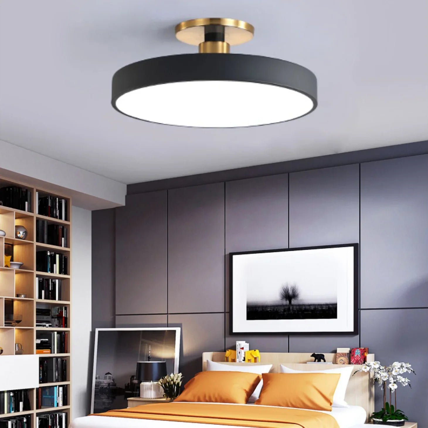 Makaron Modern Ceiling Light – Minimalist Circular Semi Flush Mount
