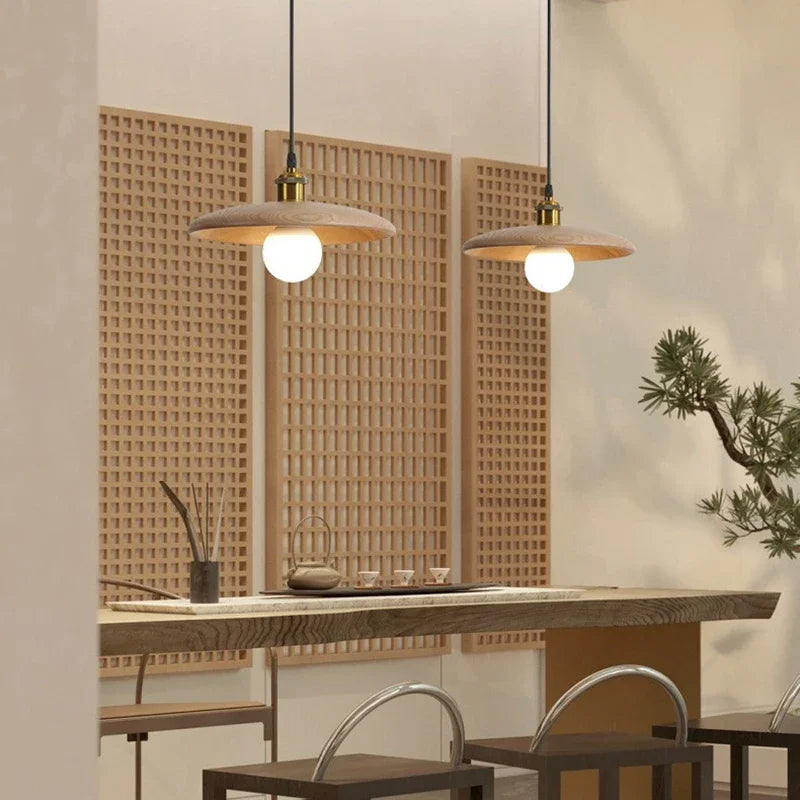 Sora Ribbed Wood Pendant Light – Modern Scandinavian Organic Indoor Hanging Lamp