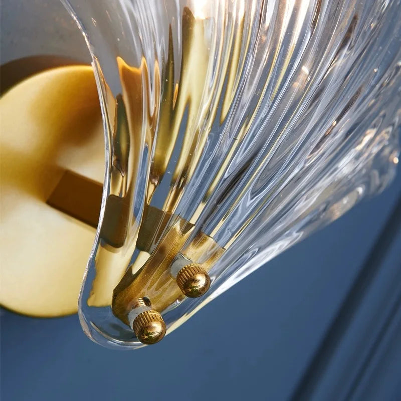 Up close shot of shell glass wall sconce