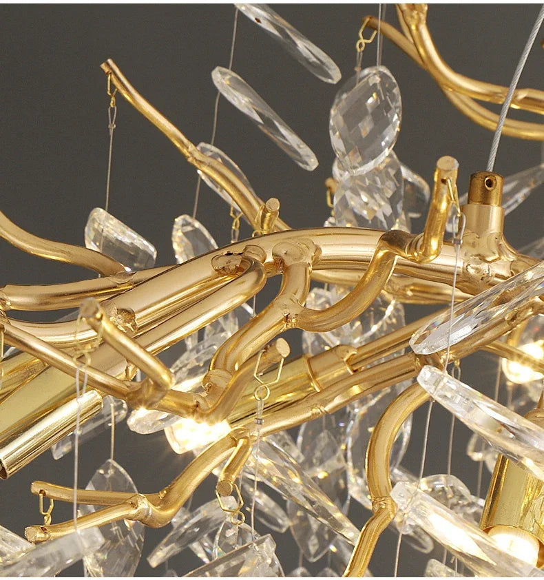 Stellar Crystal Starburst Chandelier – Modern Luxury Villa Semiflush Mount Light