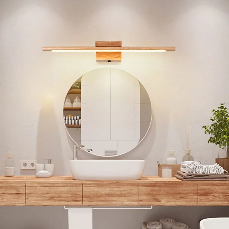 Art Deco Wood & Iron Wall Sconce – Minimalist Industrial Indoor Accent Lamp