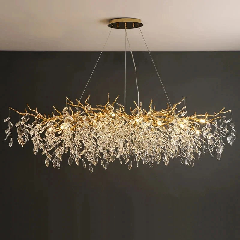 Stellar Crystal Starburst Chandelier – Modern Luxury Villa Semiflush Mount Light