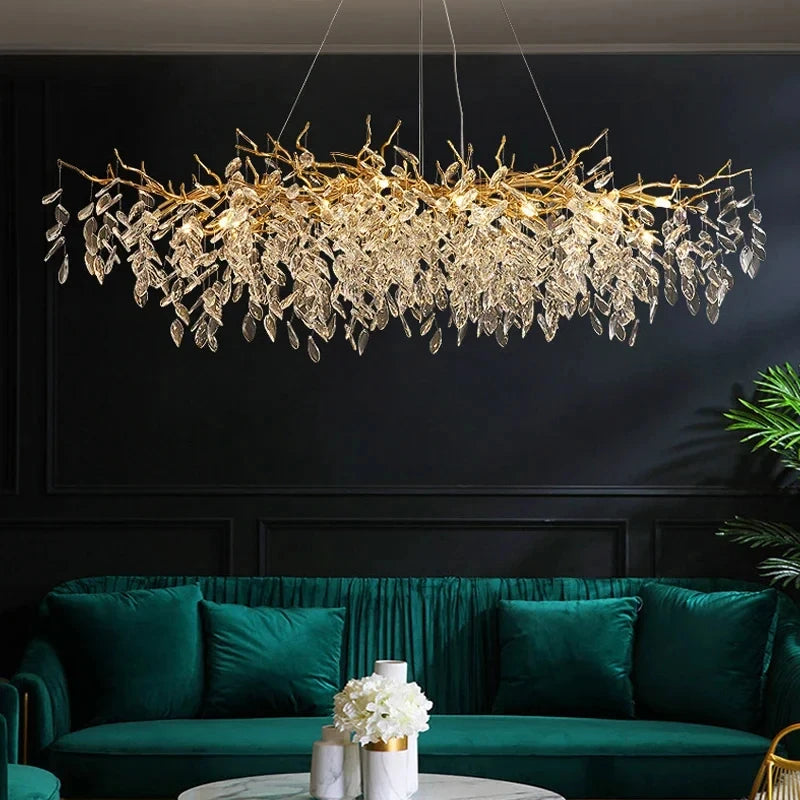 Stellar Crystal Starburst Chandelier – Modern Luxury Villa Semiflush Mount Light