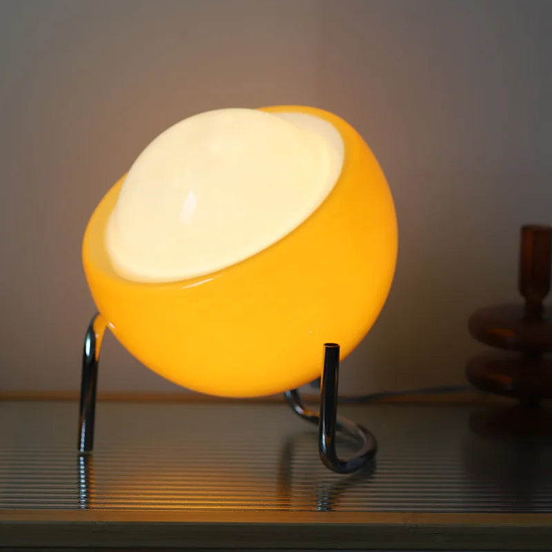 Aura Striped Glass Egg Table Lamp – Modern Hand-Blown Aesthetic LED Night Light