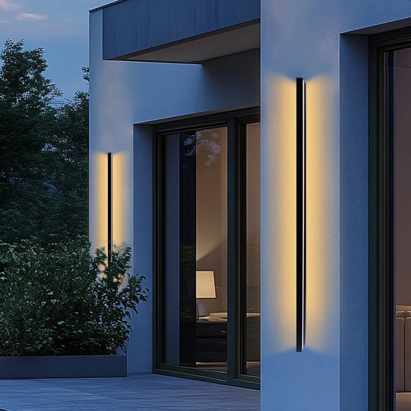 Linear Outdoor Wall Lamp – Modern Minimalist Architectural Exterior LED Sconce
