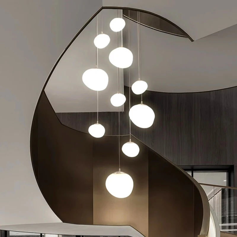 Pendant Light Chandelier - High Ceiling Stairwell Decor - 10-Head Spiral
