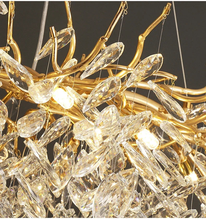 Stellar Crystal Starburst Chandelier – Modern Luxury Villa Semiflush Mount Light