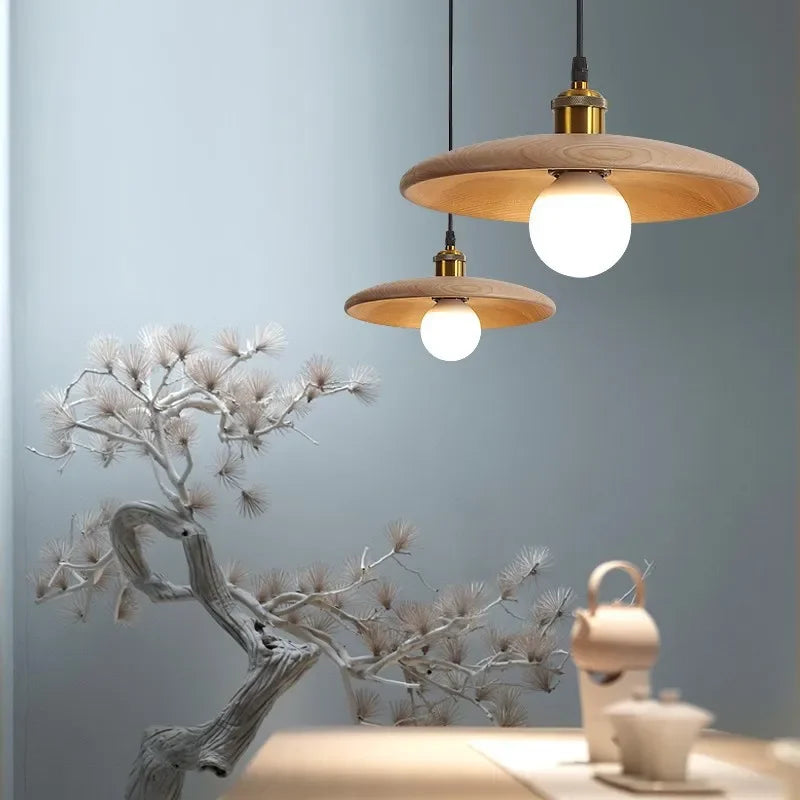 Sora Ribbed Wood Pendant Light – Modern Scandinavian Organic Indoor Hanging Lamp