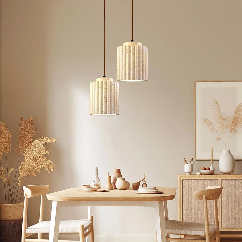 Petra Natural Stone Art Deco Pendant Light – Hand-Carved Organic Pendant Light