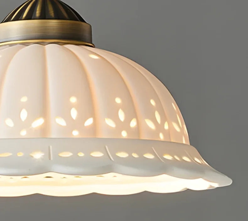 Luna Pleated Ceramic Pendant Light – Modern Art Deco Indoor Textured Hanging Lamp