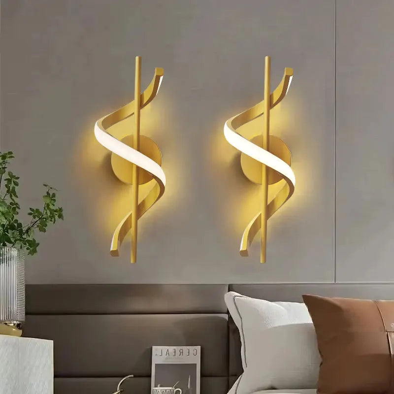 Lyra Modern Spiral Wall Sconce – Minimalist Twist Indoor Accent Lamp