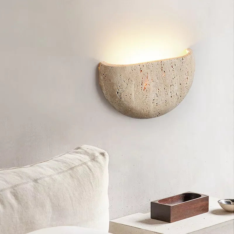 Petra Travertine Arch Wall Sconce – Modern Sculptural Natural Stone Indoor Lamp