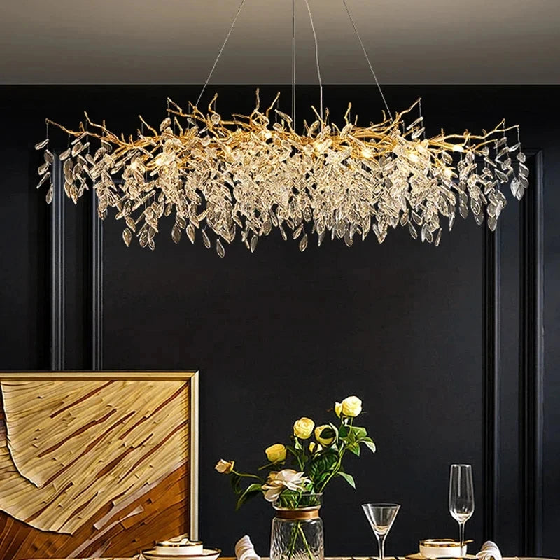 Stellar Crystal Starburst Chandelier – Modern Luxury Villa Semiflush Mount Light