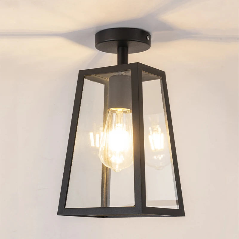 Retro Waterproof Ceiling Light – Black Aluminium