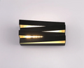 Black modern wall sconce on a plain white background