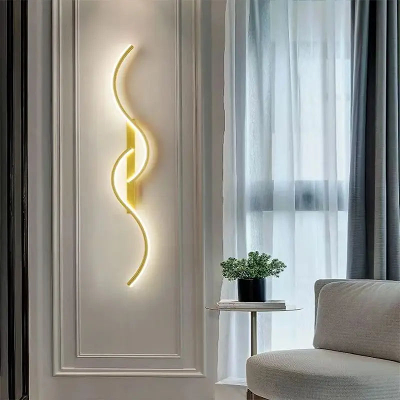 Serpentine Modern Wall Sconce – Minimalist Fluid Wave Accent Light