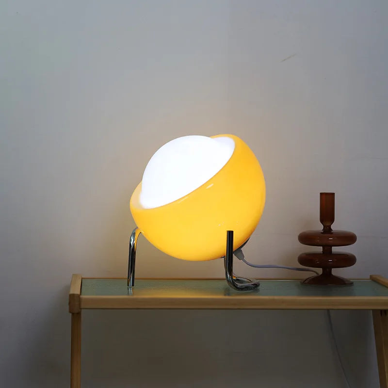Aura Striped Glass Egg Table Lamp – Modern Hand-Blown Aesthetic LED Night Light