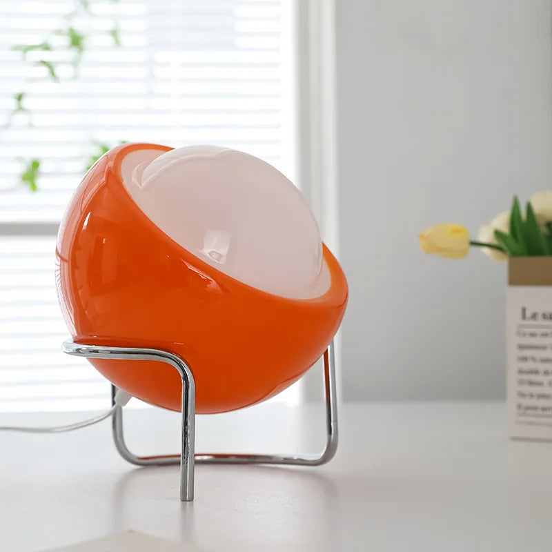 Aura Striped Glass Egg Table Lamp – Modern Hand-Blown Aesthetic LED Night Light