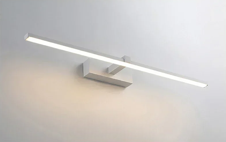 Modern white wall mounted bathroom vanity light on white background