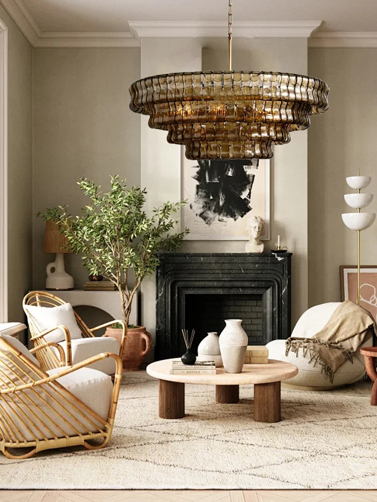 Aurelia 4-Tier Crystal Fringe Chandelier – Grand Modern Luxury Parlor Light