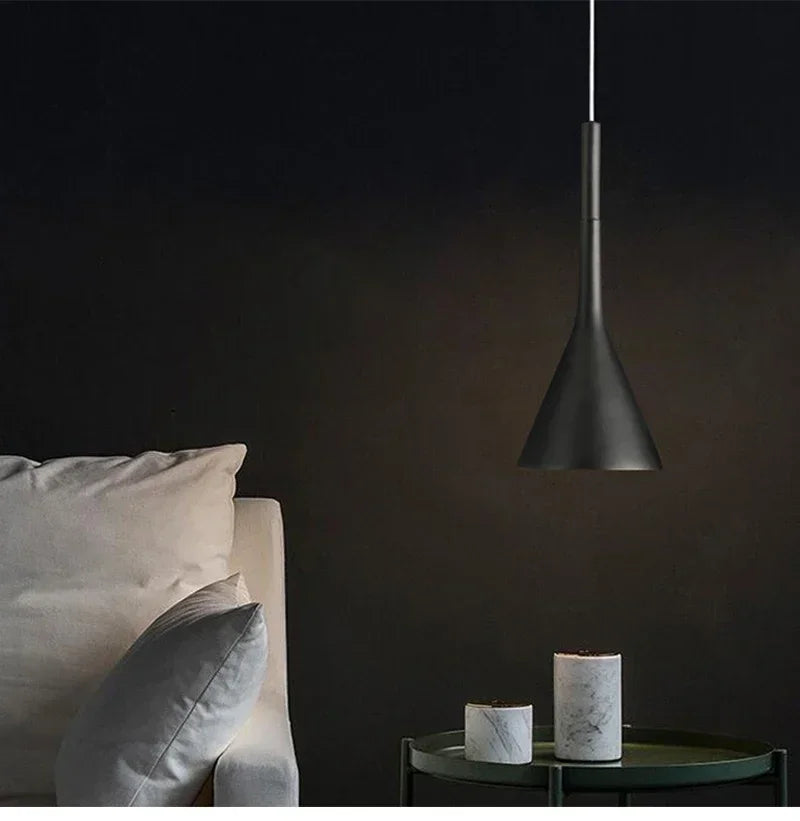 Nordic Minimalist Cone Pendant Light – Modern Slender Indoor Hanging Lamp