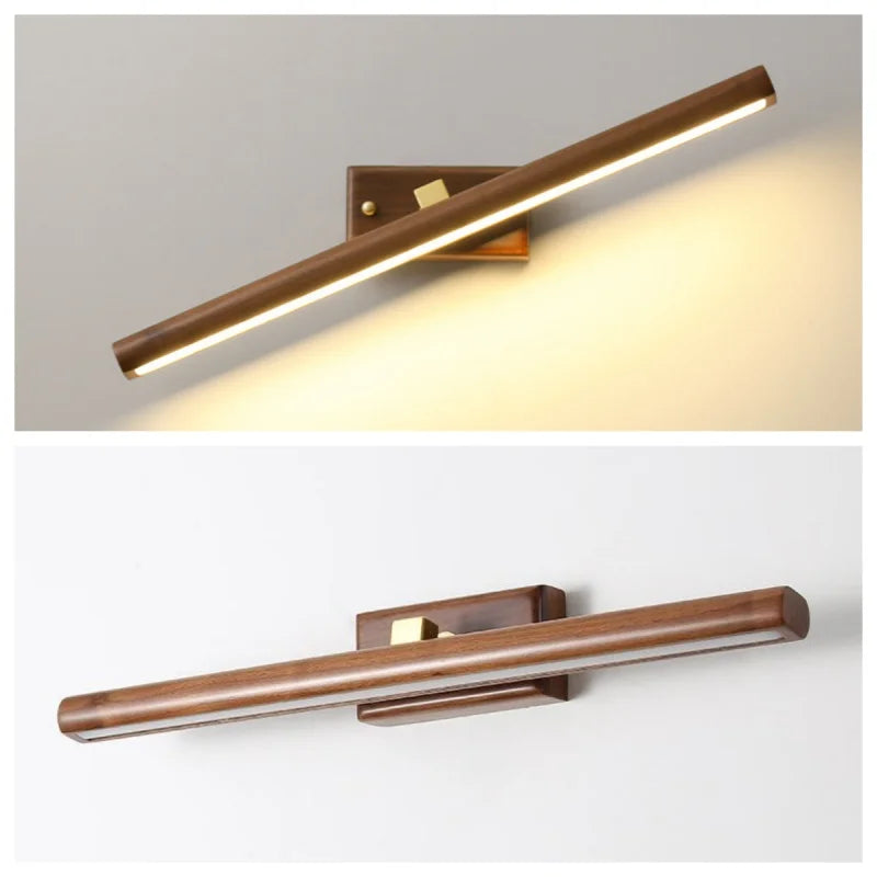 Kanso Japanese Wood & Metal Wall Sconce – Minimalist Organic Indoor LED Lamp