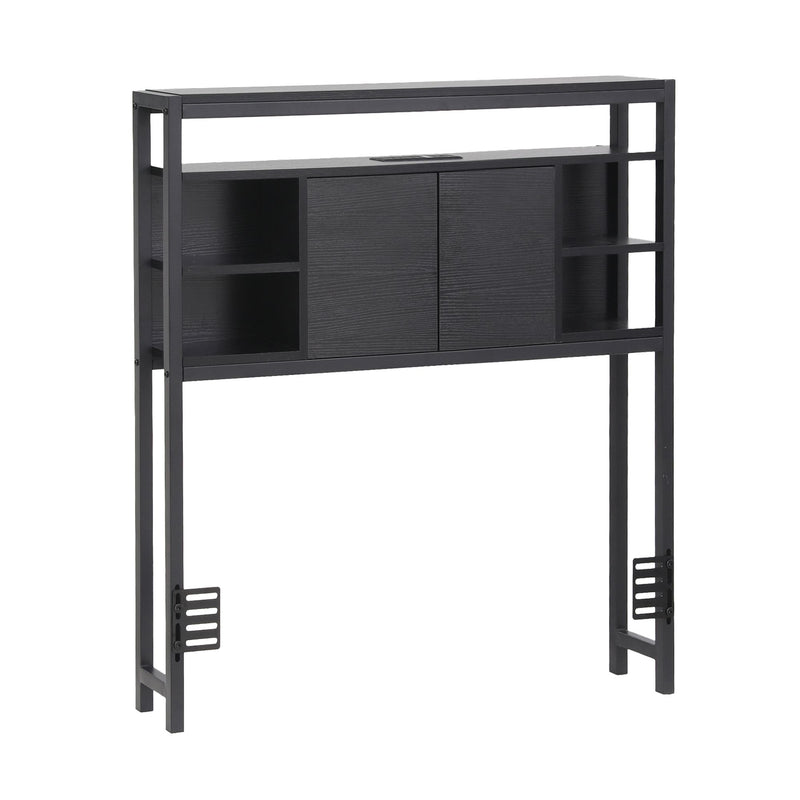 Storage Bedhead King Single Black - Built-In Charging Station Headboard - Lucendi Home