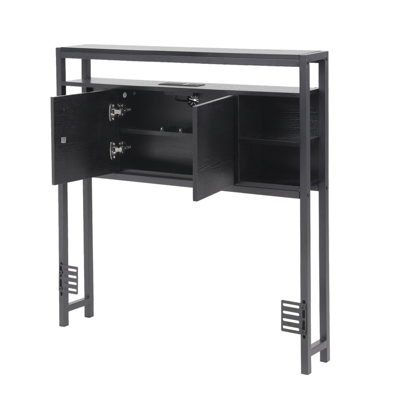 Storage Bedhead King Single Black - Built-In Charging Station Headboard - Lucendi Home