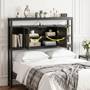 Storage Bedhead King Single Black - Built-In Charging Station Headboard - Lucendi Home