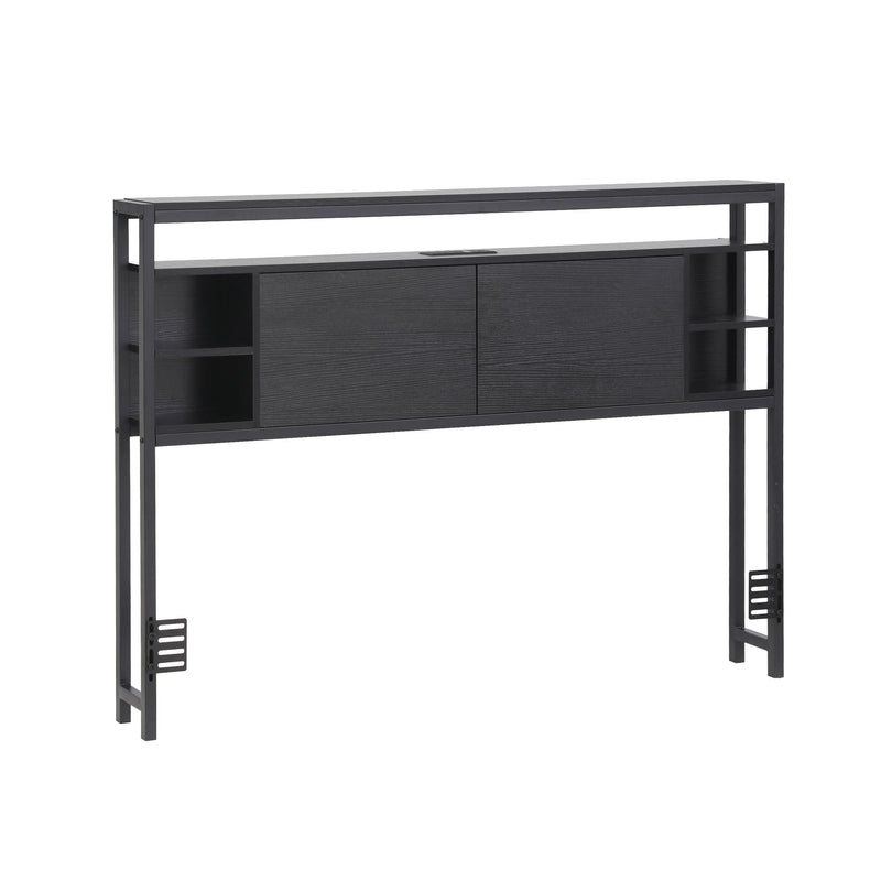 Storage Bedhead Queen Black - Built-In Charging Station Headboard - Lucendi Home