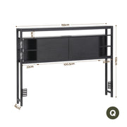 Storage Bedhead Queen Black - Built-In Charging Station Headboard - Lucendi Home