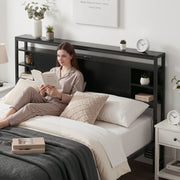 Storage Bedhead Queen Black - Built-In Charging Station Headboard - Lucendi Home