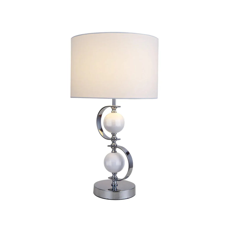 White Rialto Table Lamp - Chrome Base Fabric Shade