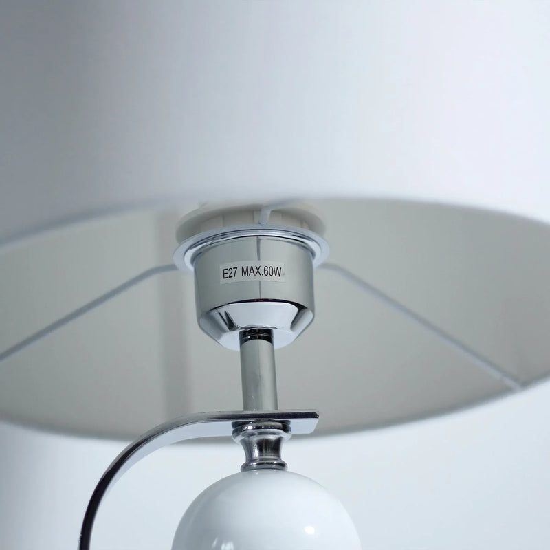 White Rialto Table Lamp - Chrome Base Fabric Shade