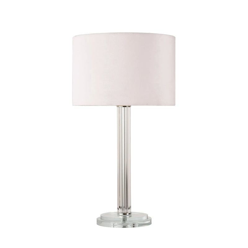 Cosima Table Lamp - Antique Silver Glass Rod Fabric Shade