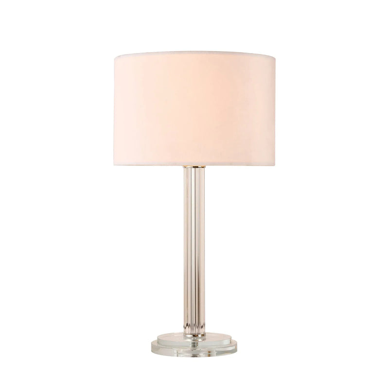 Cosima Table Lamp - Antique Silver Glass Rod Fabric Shade