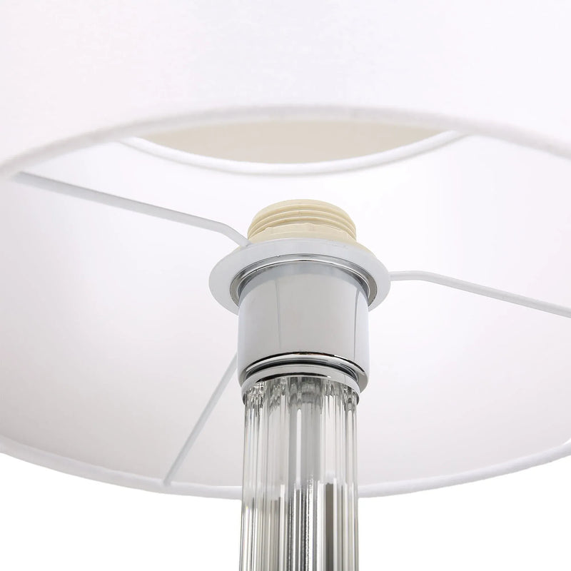 Cosima Table Lamp - Antique Silver Glass Rod Fabric Shade