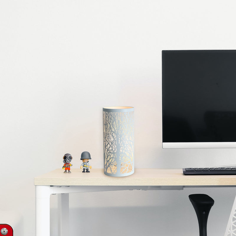 White Forest Table Lamp - Pressed Metal Cylindrical Shade
