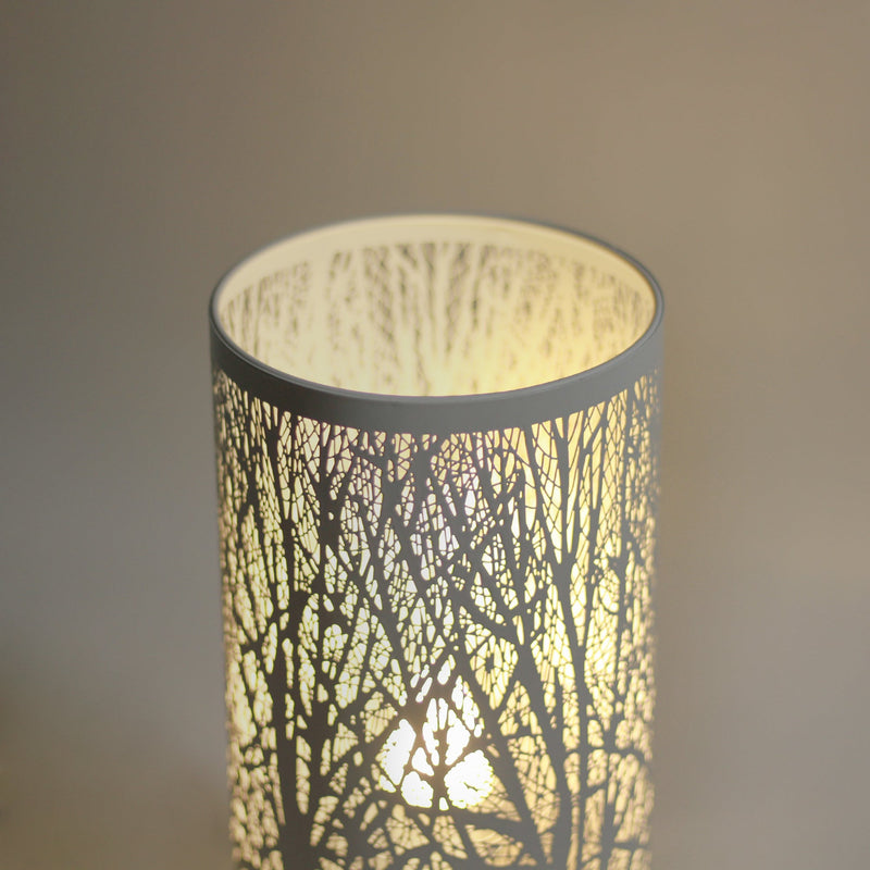 White Forest Table Lamp - Pressed Metal Cylindrical Shade