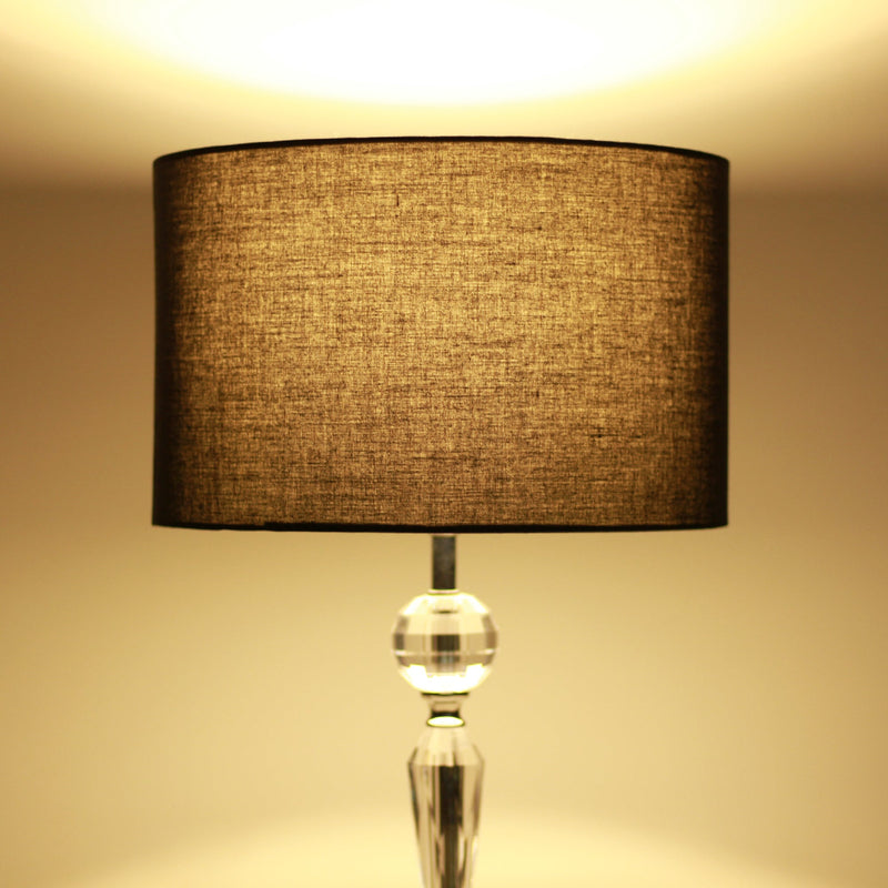 Moby Table Lamp - Acrylic Chrome Base Black Drum Shade